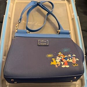 Loungefly Navy and Light Blue Disney Shoulder Bag